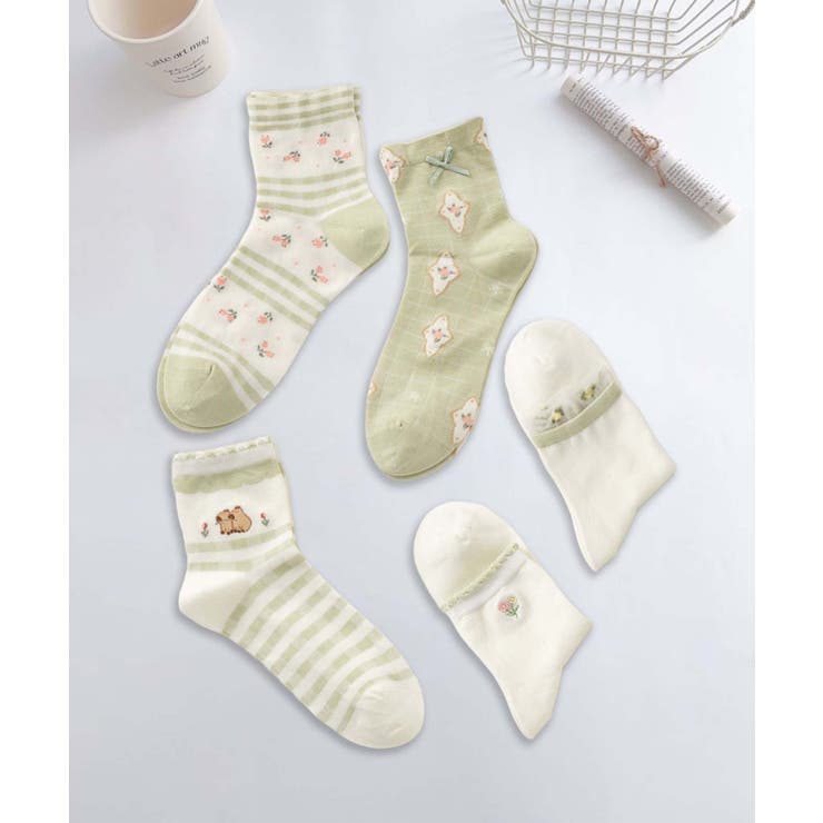 5足セット12タイプ【MOSOX】ガーリーデザインレーヨン混ソックス  | aimoha  | 詳細画像5 