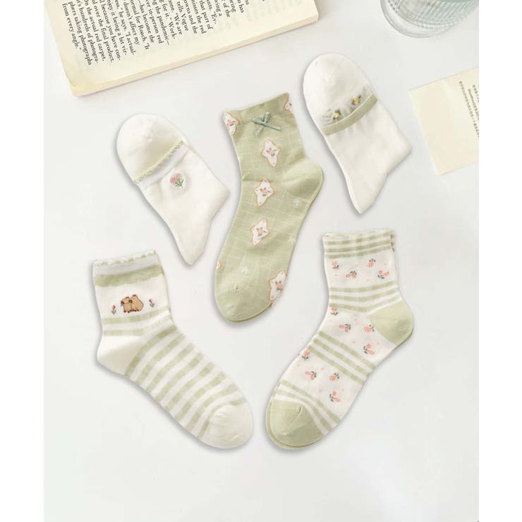 5足セット12タイプ【MOSOX】ガーリーデザインレーヨン混ソックス  | aimoha  | 詳細画像6 