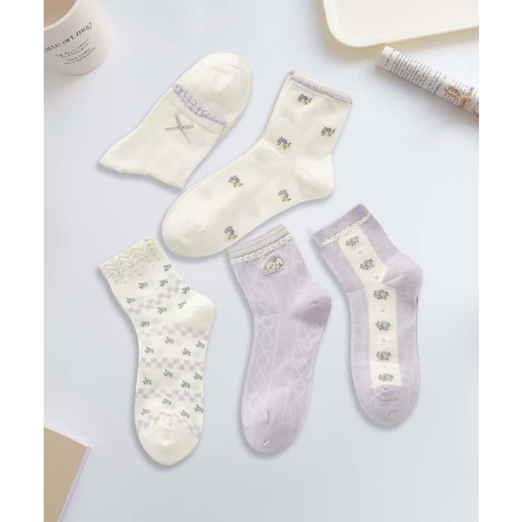 5足セット12タイプ【MOSOX】ガーリーデザインレーヨン混ソックス  | aimoha  | 詳細画像7 