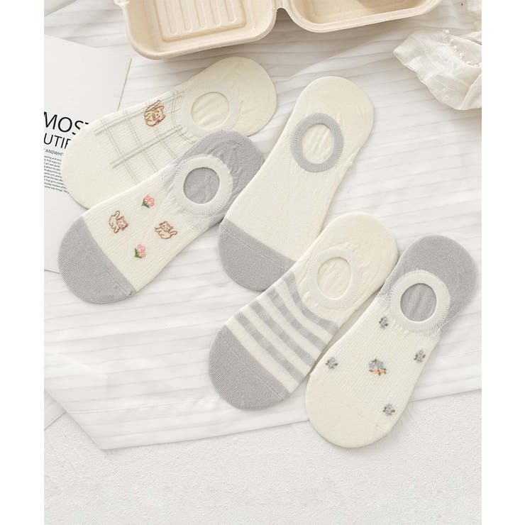 5足セット5柄【MOSOX】ガーリーデザインコットン混カバーソックス | aimoha  | 詳細画像9 