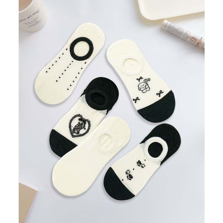 5足セット5柄【MOSOX】ガーリーデザインコットン混カバーソックス | aimoha  | 詳細画像1 