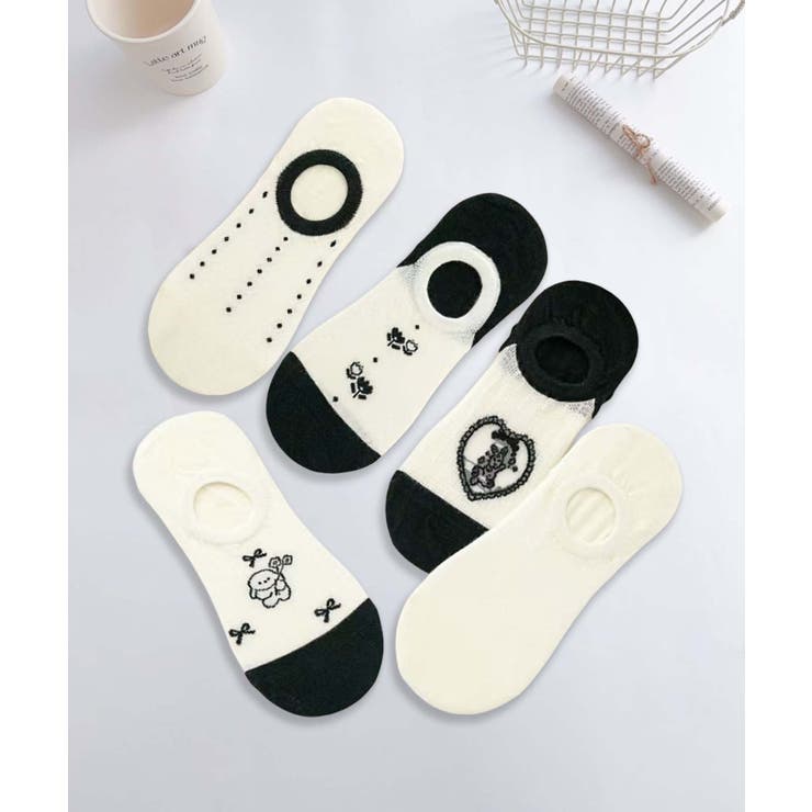 5足セット5柄【MOSOX】ガーリーデザインコットン混カバーソックス | aimoha  | 詳細画像2 