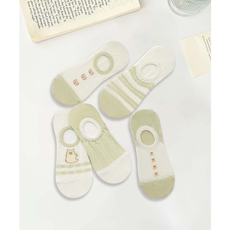 5足セット5柄【MOSOX】ガーリーデザインコットン混カバーソックス | aimoha  | 詳細画像5 