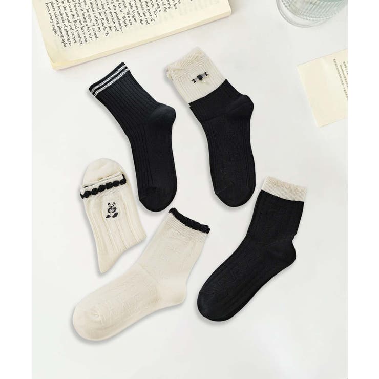 5足セット5柄【MOSOX】ガーリー配色デザインコットン混ソックス | aimoha  | 詳細画像8 