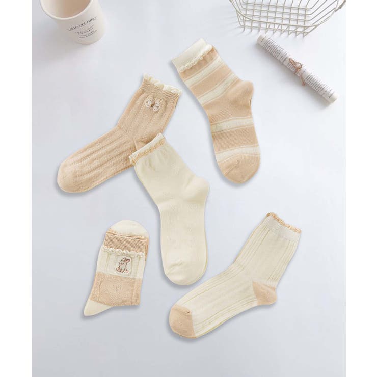 5足セット5柄【MOSOX】ガーリー配色デザインコットン混ソックス | aimoha  | 詳細画像16 