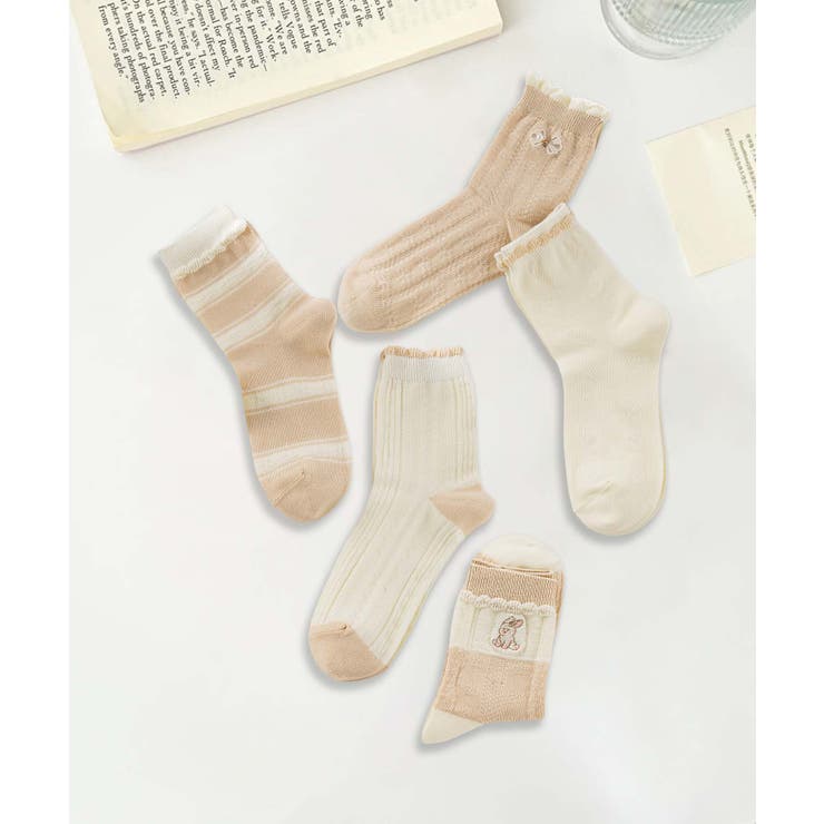 5足セット5柄【MOSOX】ガーリー配色デザインコットン混ソックス | aimoha  | 詳細画像17 