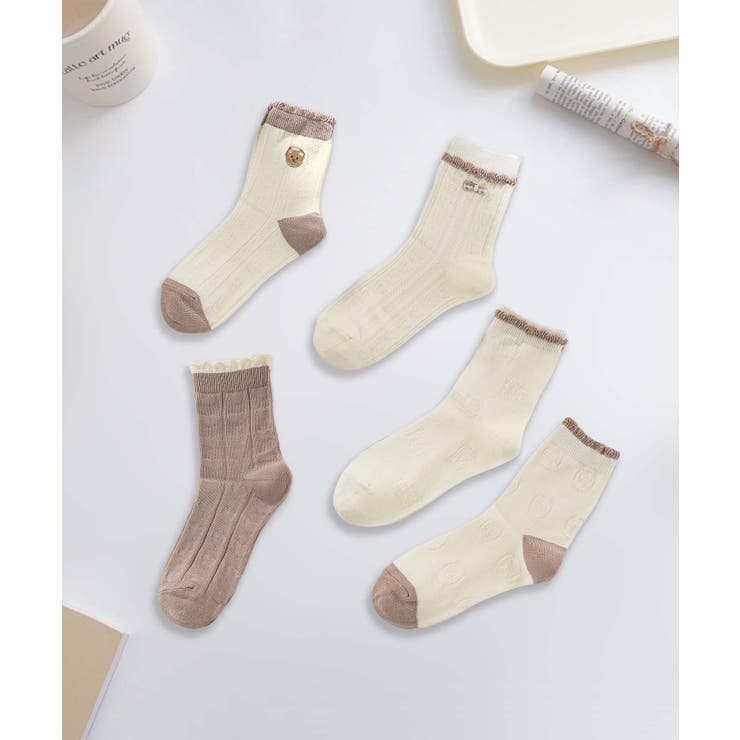 5足セット5柄【MOSOX】ガーリー配色デザインコットン混ソックス | aimoha  | 詳細画像5 