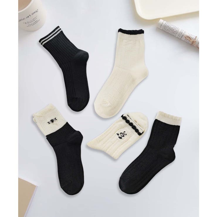 5足セット5柄【MOSOX】ガーリー配色デザインコットン混ソックス | aimoha  | 詳細画像7 