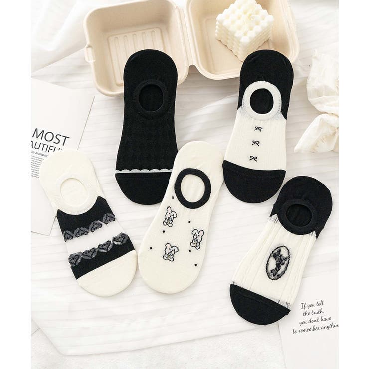  5足セット5柄【MOSOX】ガーリーデザインコットン混アンクルソックス | aimoha  | 詳細画像10 