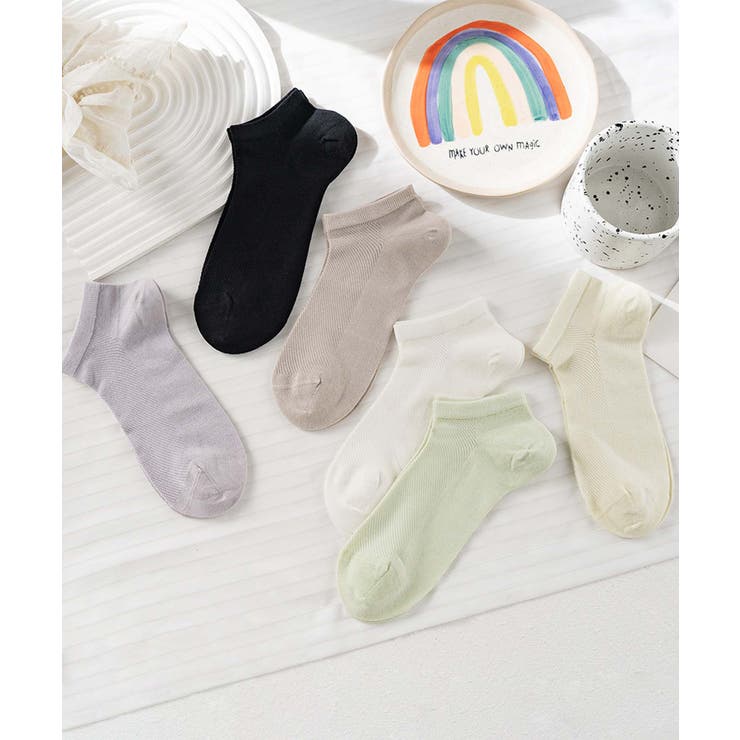 ミックス | 6足セット【MOSOX】ペールカラーレーヨン混アンクルソックス | aimoha 