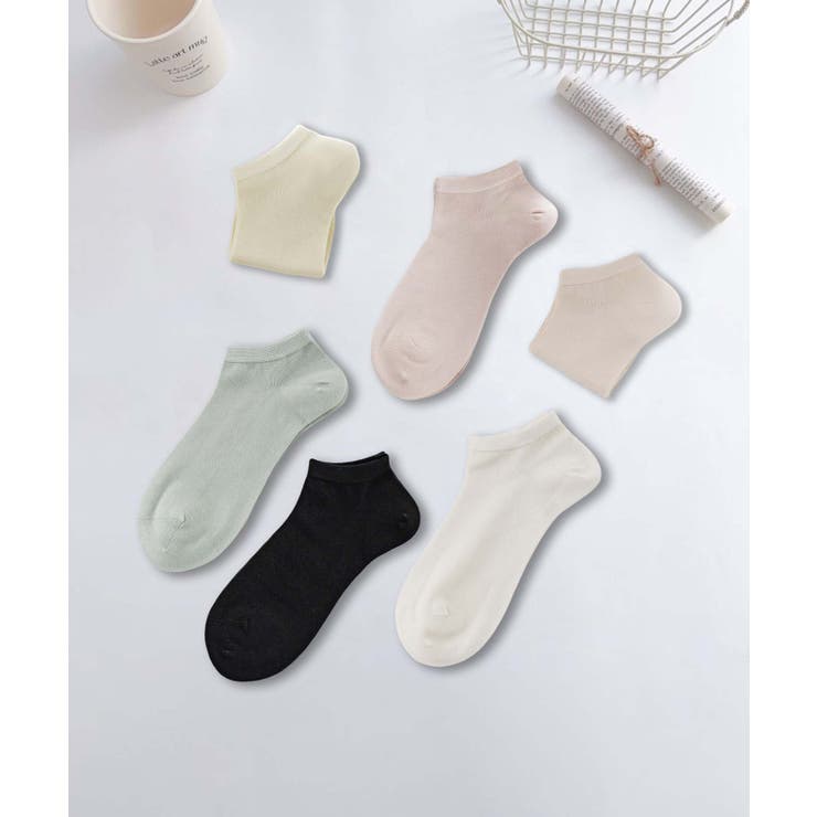 ミックス | 6足セット【MOSOX】シルク混パステルカラーアンクルソックス | aimoha 