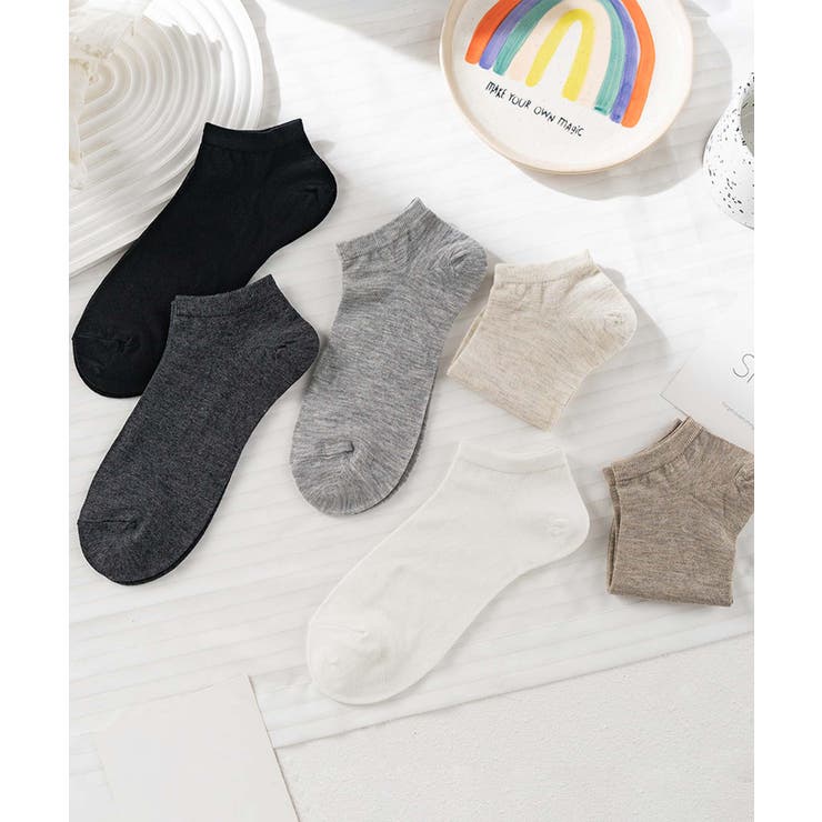 ミックス | 6足セット【MOSOX】シルク混メランジアンクルソックス | aimoha 