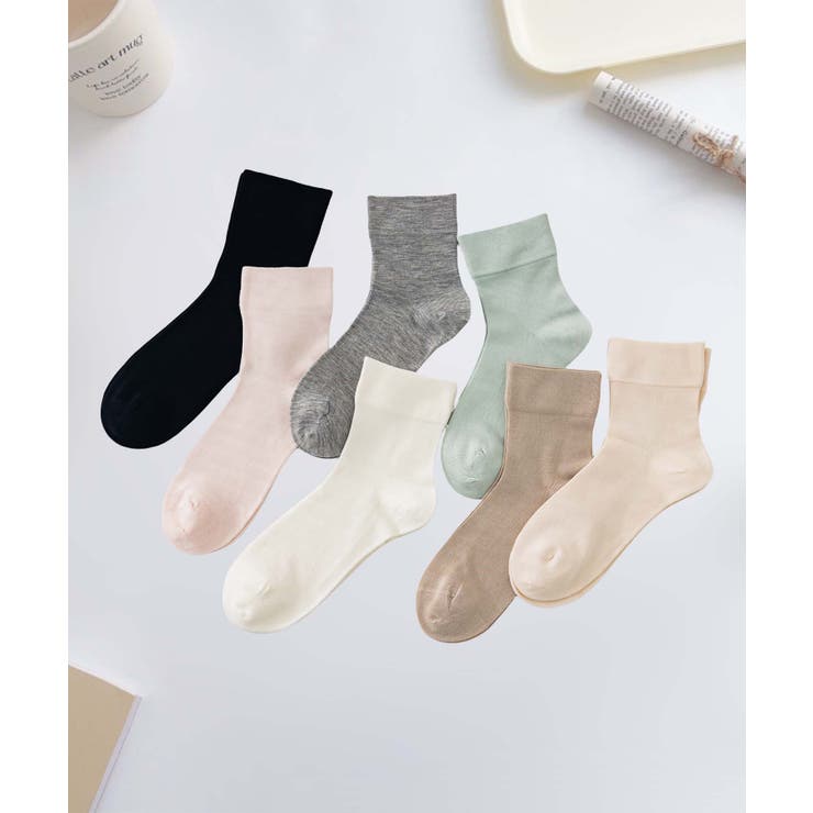 ミックス | 7足セット【MOSOX】シルク混ペールカラーソックス | aimoha 