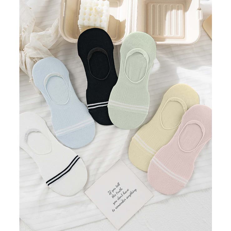 ミックス | 6足セット【MOSOX】ラインデザインレーヨン混カバーソックス | aimoha 