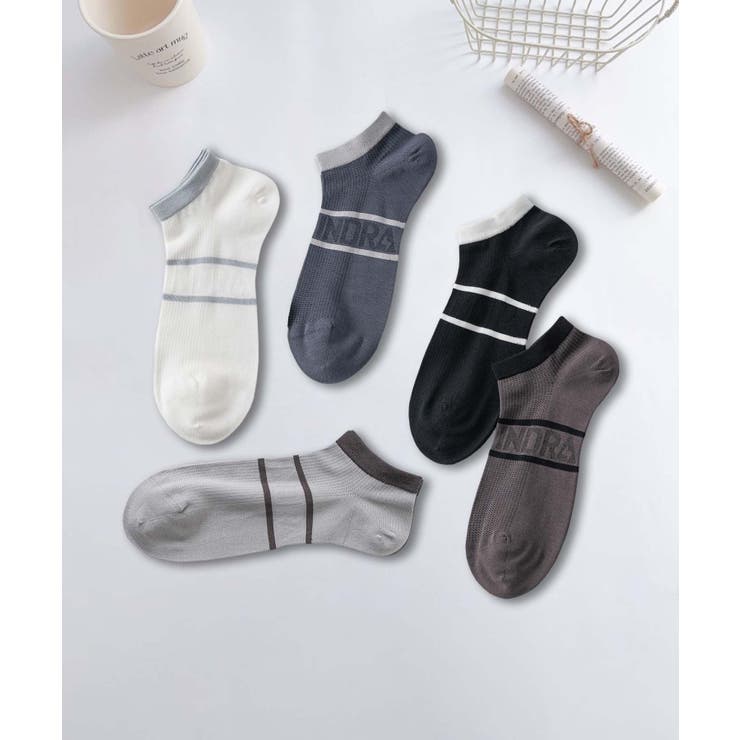 5足セット【MOSOX】ダブルラインレーヨン混アンクルソックス | aimoha  | 詳細画像3 