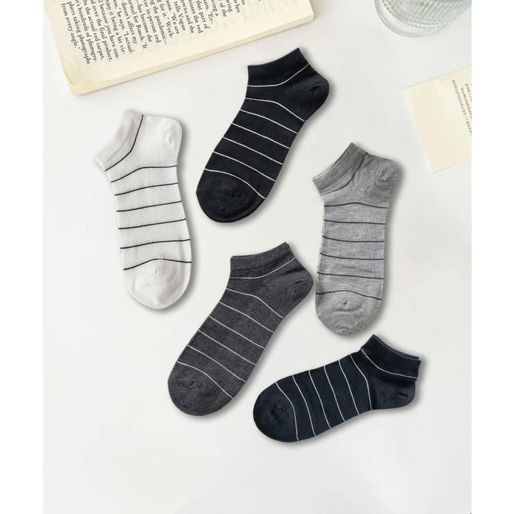 5足セット【MOSOX】ボーダー柄シルク混アンクルソックス | aimoha  | 詳細画像4 