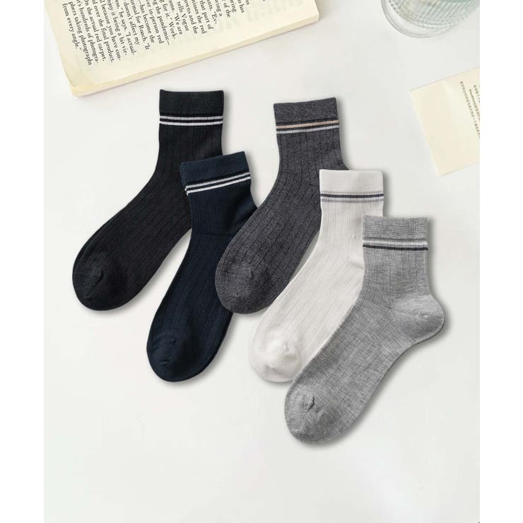5足セット【MOSOX】ラインデザインシルク混ソックス | aimoha  | 詳細画像4 