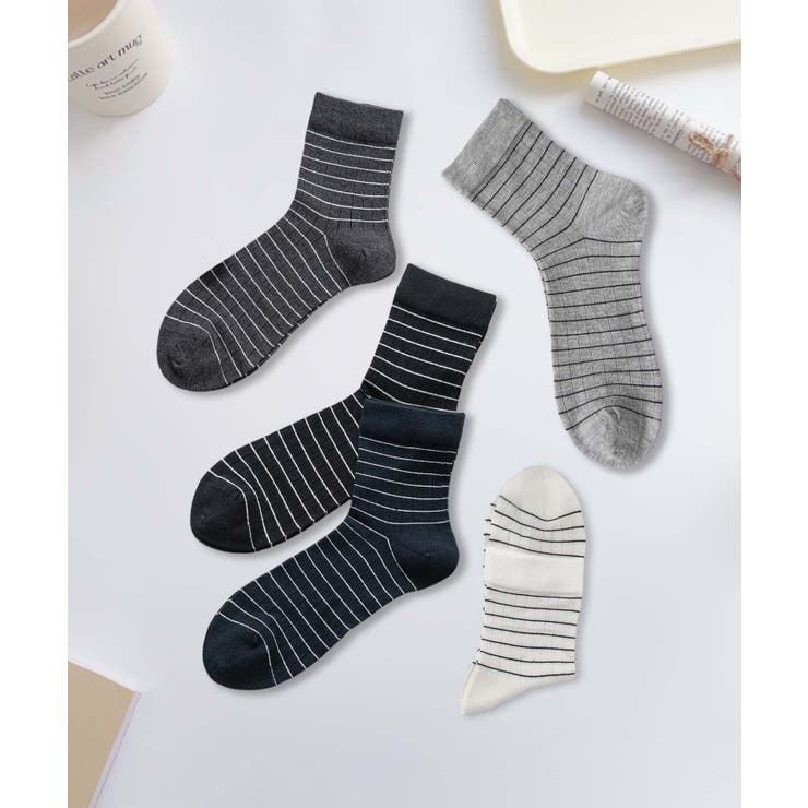 5足セット【MOSOX】シルク混細ボーダーソックス | aimoha  | 詳細画像2 