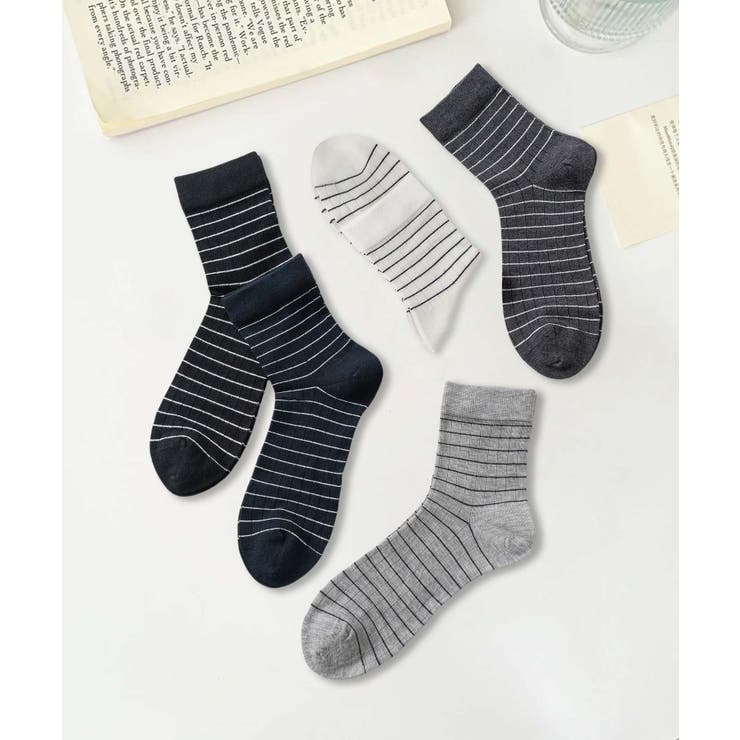 5足セット【MOSOX】シルク混細ボーダーソックス | aimoha  | 詳細画像4 