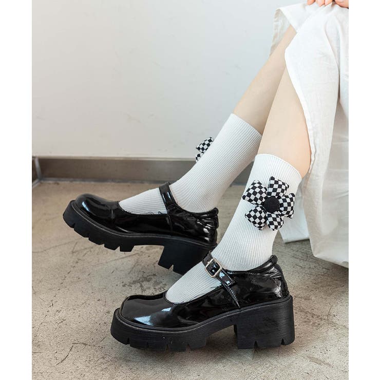 チェック柄大きな花ソックス | aimoha  | 詳細画像28 