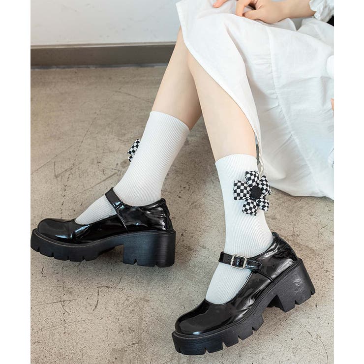 チェック柄大きな花ソックス | aimoha  | 詳細画像29 