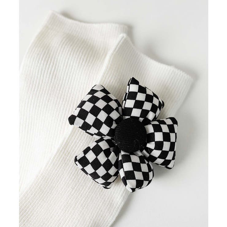 チェック柄大きな花ソックス | aimoha  | 詳細画像5 