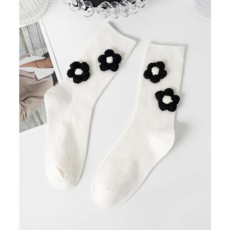 [2025 MOSOX NEW COLLECTION]3Dフラワーソックス | aimoha  | 詳細画像1 