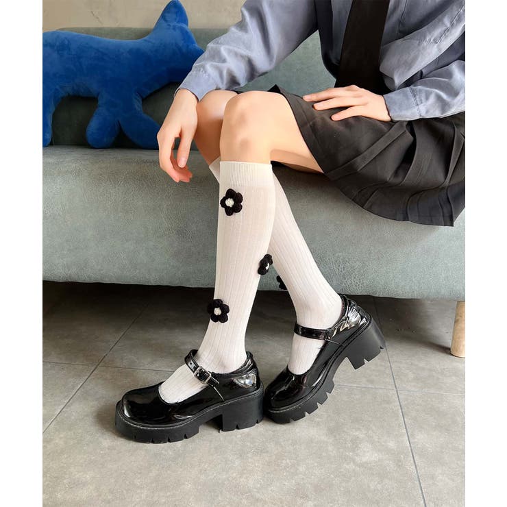 [2025 MOSOX NEW COLLECTION]3Dフラワーハイソックス | aimoha  | 詳細画像1 