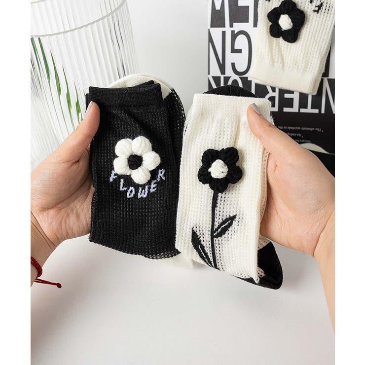 2足セット メッシュフラワーソックス | aimoha  | 詳細画像10 