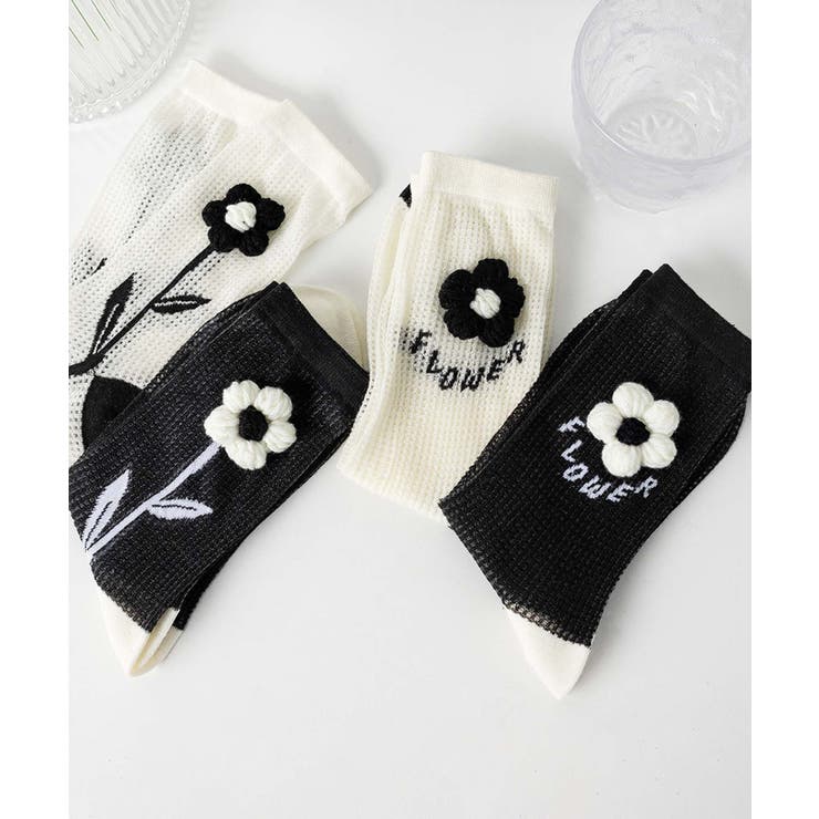 2足セット メッシュフラワーソックス | aimoha  | 詳細画像15 