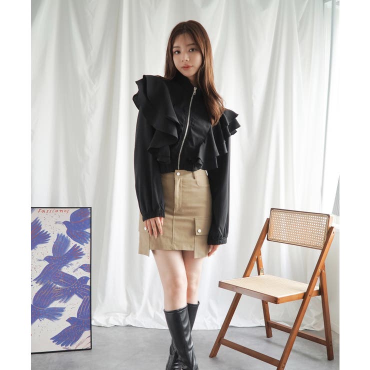 【Jasmine】スタンドカラーフレアブラウス ブルゾン Jasmine | aimoha  | 詳細画像16 