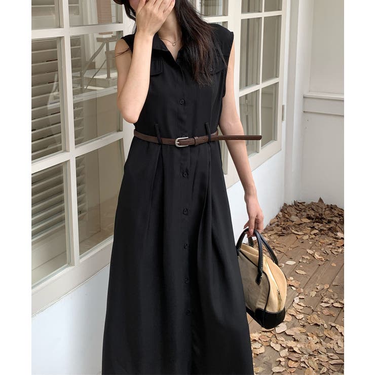 ウエストベルト付き ノースリーブシャツワンピース | aimoha  | 詳細画像3 