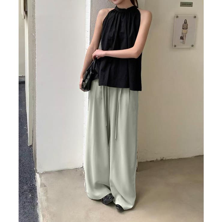 ライトグレー | とろみドレープ イージーワイドパンツ | aimoha 