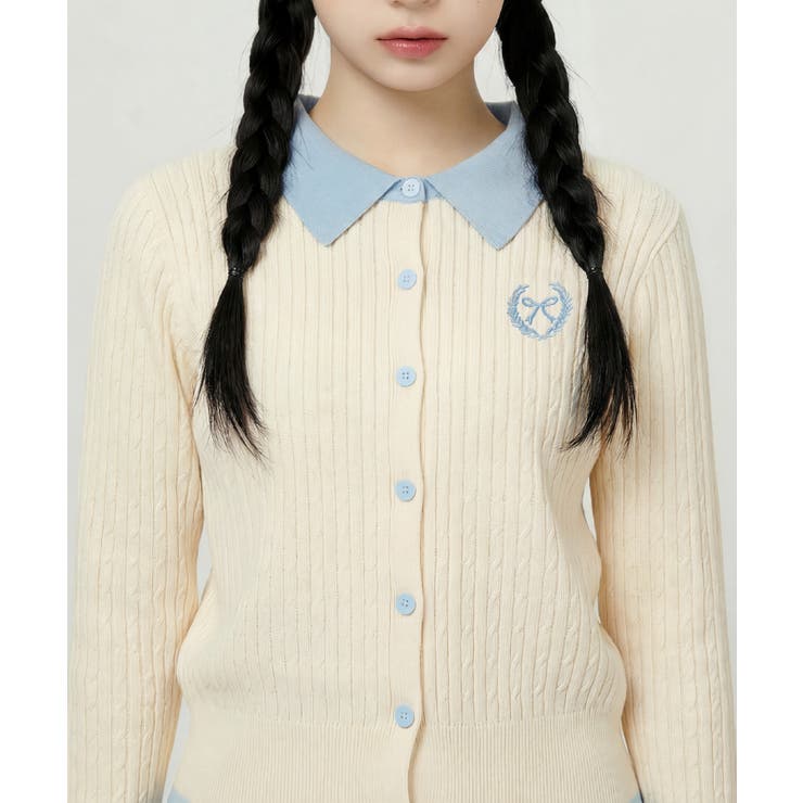 HOOK for girls 刺繍ワンポイント フレンチガーリーカーディガン | HOOK | 詳細画像9 