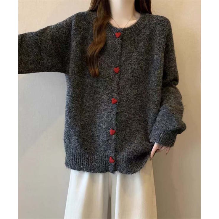 ハートボタンモコモコニットカーディガン | aimoha  | 詳細画像20 