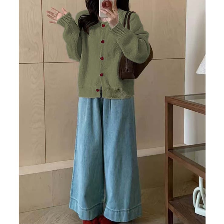 ハートボタンモコモコニットカーディガン | aimoha  | 詳細画像9 