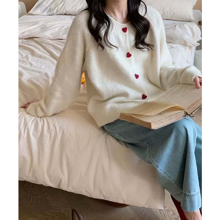 ハートボタンモコモコニットカーディガン | aimoha  | 詳細画像11 