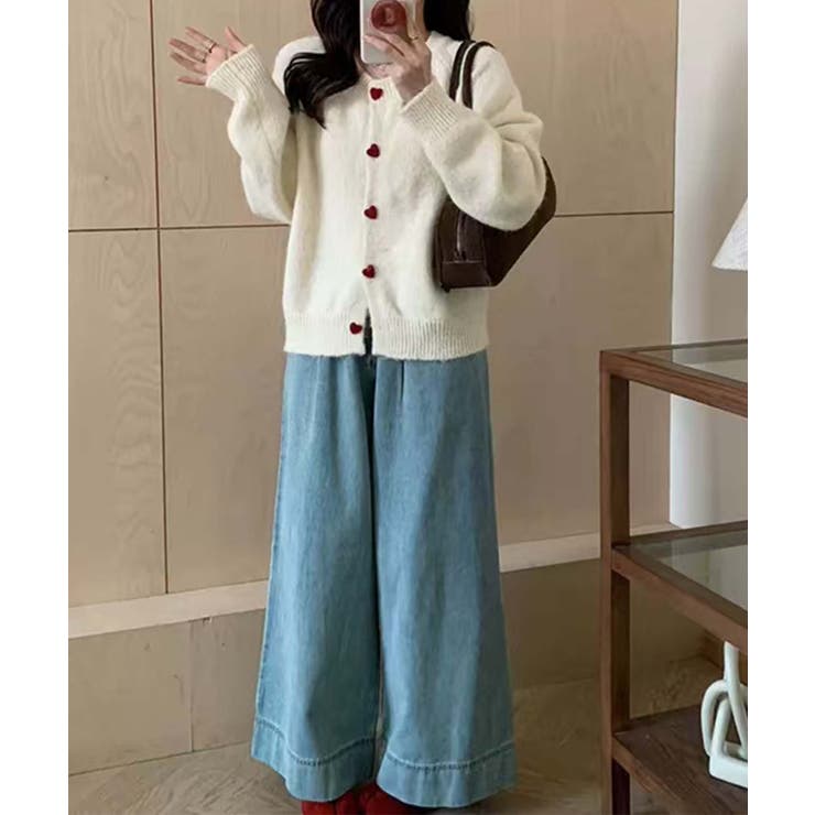 ハートボタンモコモコニットカーディガン | aimoha  | 詳細画像12 