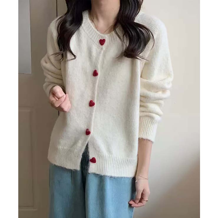 ハートボタンモコモコニットカーディガン | aimoha  | 詳細画像15 