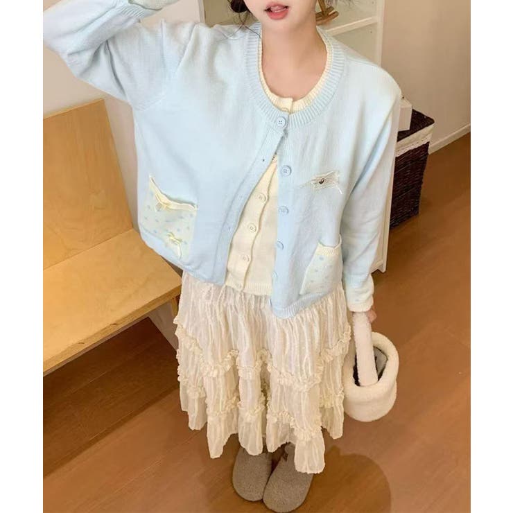 HOOK for girls ドットポケット配色カーディガン | HOOK | 詳細画像5 