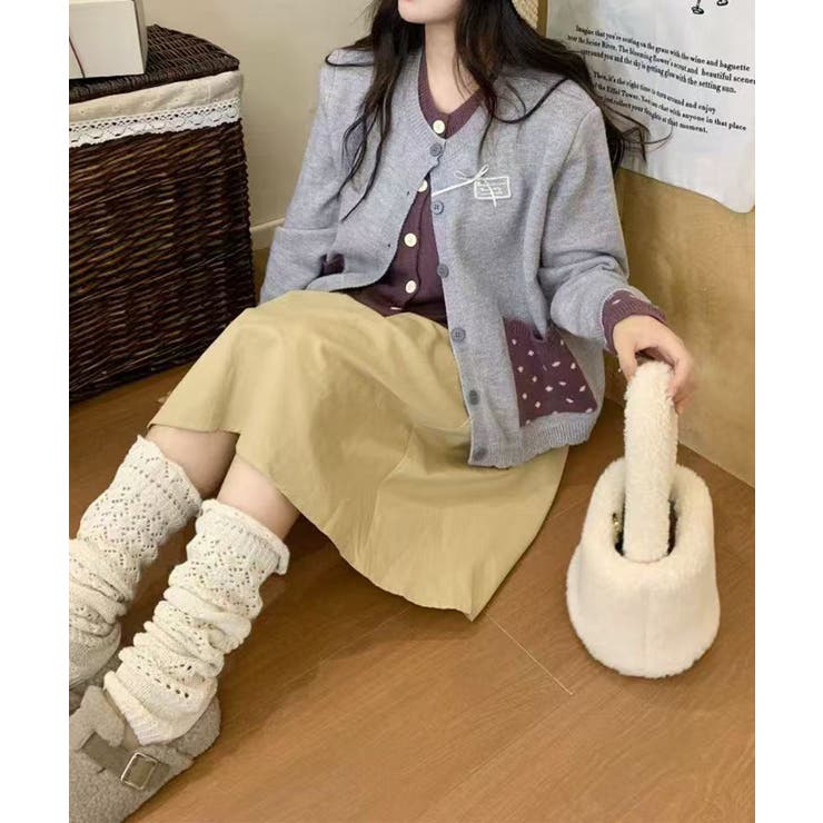 HOOK for girls ドットポケット配色カーディガン | HOOK | 詳細画像4 