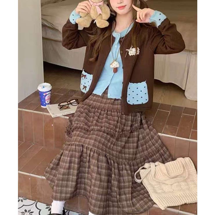 HOOK for girls ドットポケット配色カーディガン | HOOK | 詳細画像2 