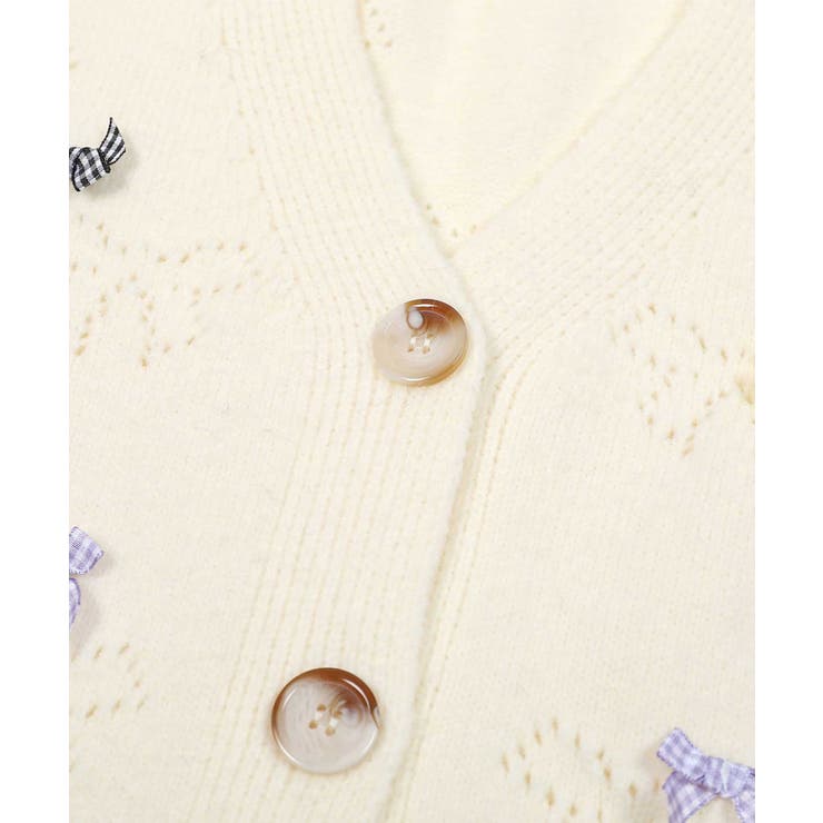 HOOK】for girls リボンたっぷり透かし編みカーディガン[品番：XT000012090]｜HOOK（フック ）のレディースファッション通販｜SHOPLIST（ショップリスト）