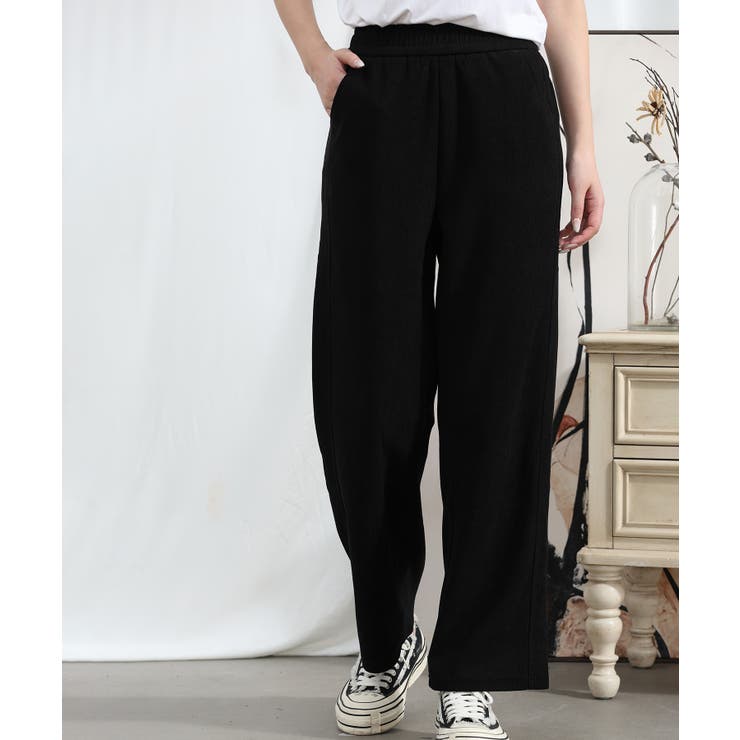 ブラック | 【Aimoha】ウエストゴムストレートパンツ | aimoha 