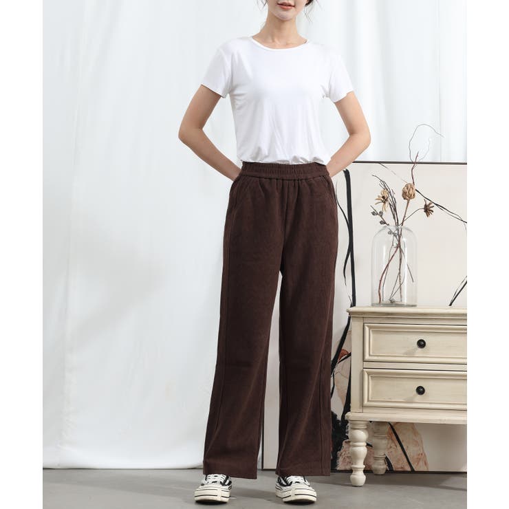 モカ | 【Aimoha】ウエストゴムストレートパンツ | aimoha 