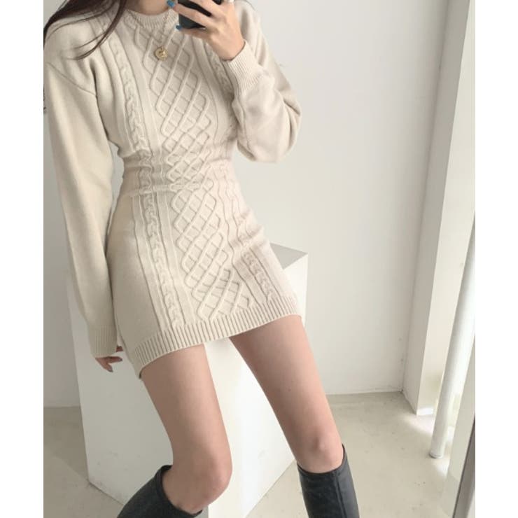 Jasmine新作 バック開きセクシーミニ丈ニットワンピース 韓国ファッション | aimoha  | 詳細画像11 