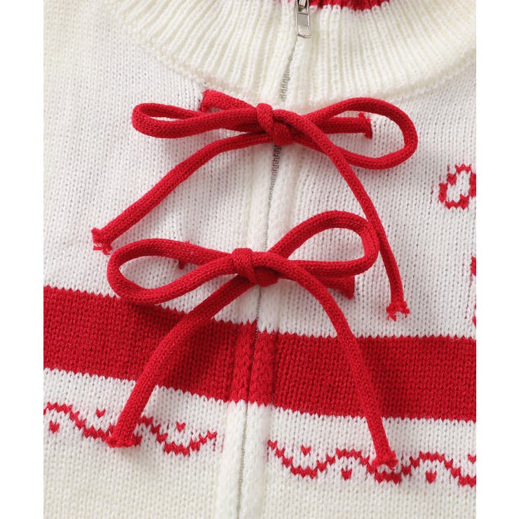 【HOOK】for girls リボン模様ジップニット【AW】 | HOOK | 詳細画像10 