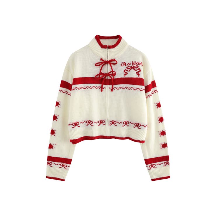 【HOOK】for girls リボン模様ジップニット【AW】 | HOOK | 詳細画像13 