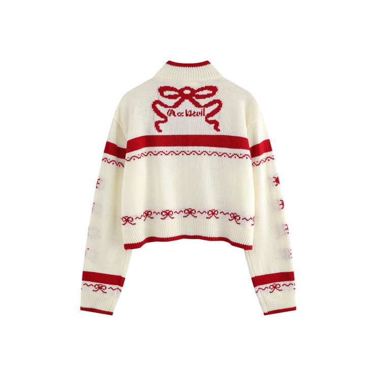 【HOOK】for girls リボン模様ジップニット【AW】 | HOOK | 詳細画像14 