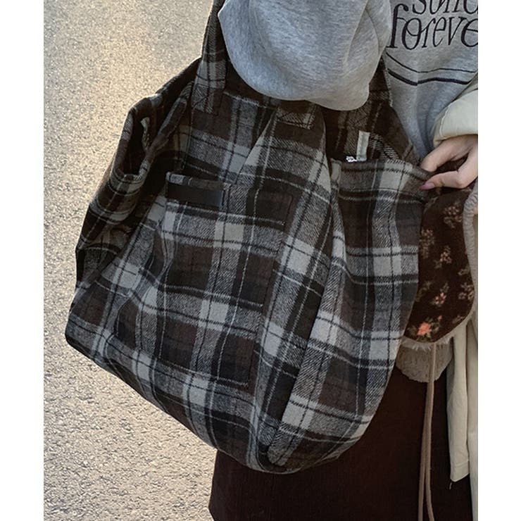 チェック柄トートバッグ【AW】[品番：XT000011792]｜aimoha